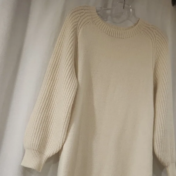 Vero Moda Cream Rib-Knit Crew Sweater Dress - Picture 4 of 9